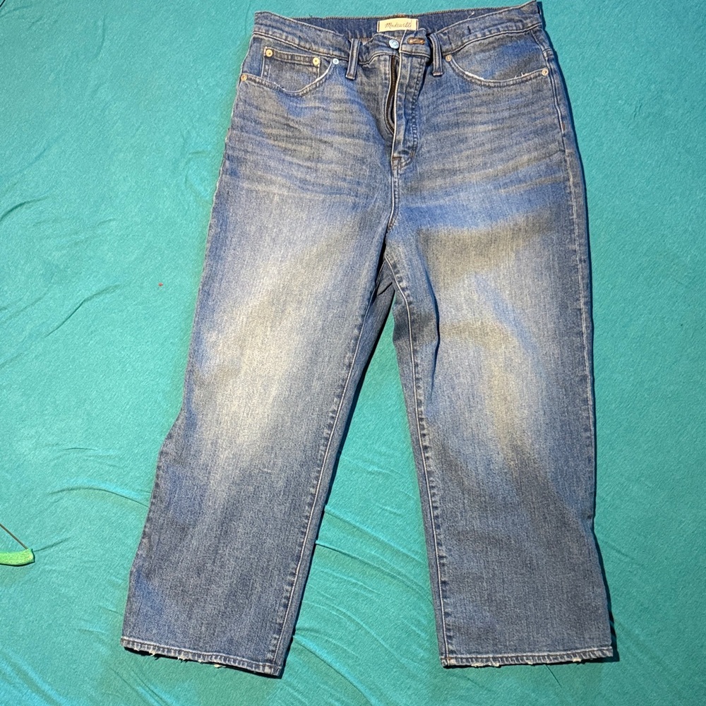 Madewell Cropped Straight-Leg Jeans in Faded Blue size 32